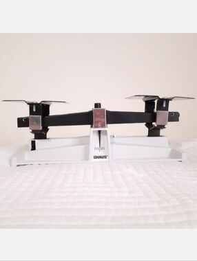 LIKE NEW OHAUS Corporation Black and White 2 Pan Beam Balance Scale, Model K2705